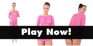 Denise Sky in fishnet dress